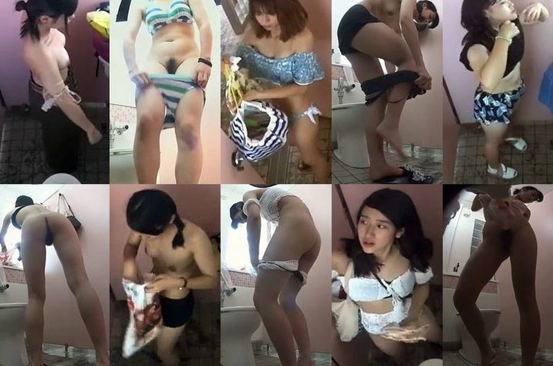 ２カメラ海のトイレでお着換え乳首ポロリの美人さん