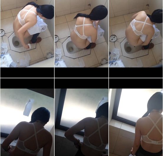 toilet spy girls caught in white bra and no panty